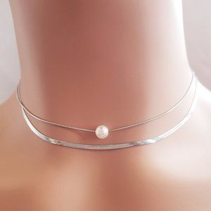 Paris Pearl Silver Necklace